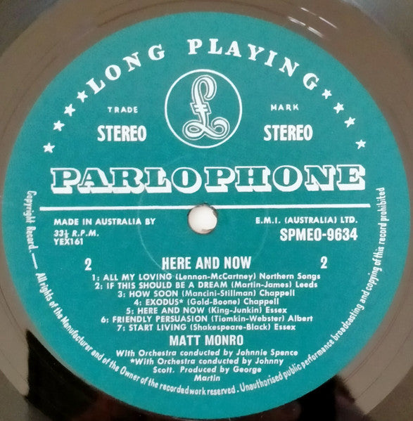 Matt Monro : Here And Now (LP, Album)