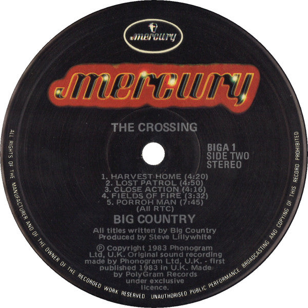Big Country : The Crossing (LP, Album, Blu)