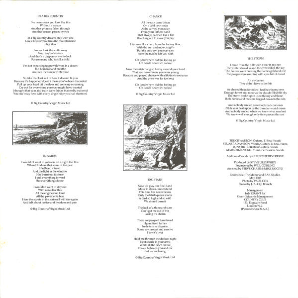 Big Country : The Crossing (LP, Album, Blu)