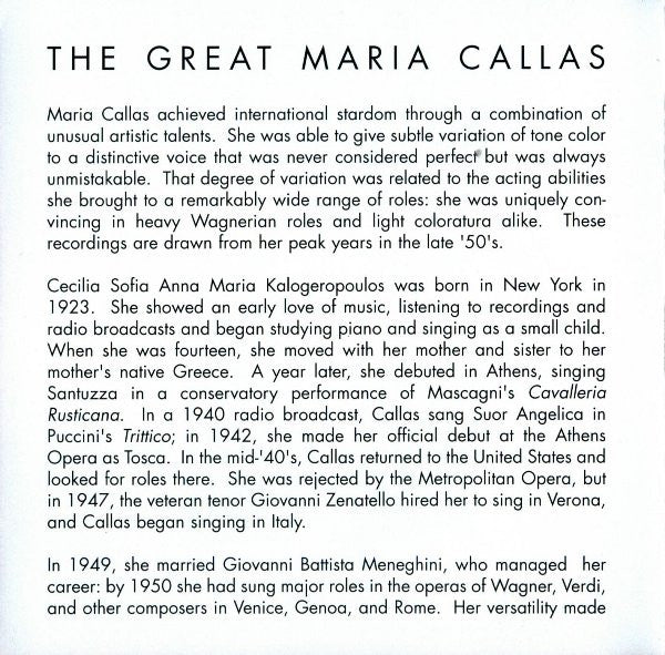 Maria Callas : The Great Maria Callas (CD, Comp)
