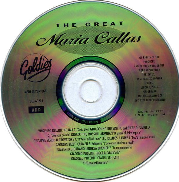 Maria Callas : The Great Maria Callas (CD, Comp)
