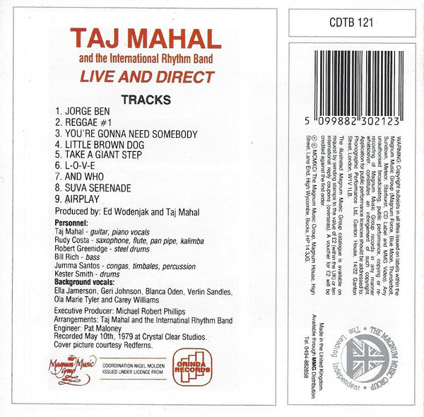 Taj Mahal And The International Rhythm Band : Live And Direct (CD, Album, RE, PMD)