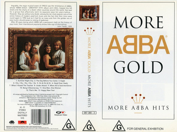 ABBA : More ABBA Gold (More ABBA Hits) (VHS, Comp, PAL)