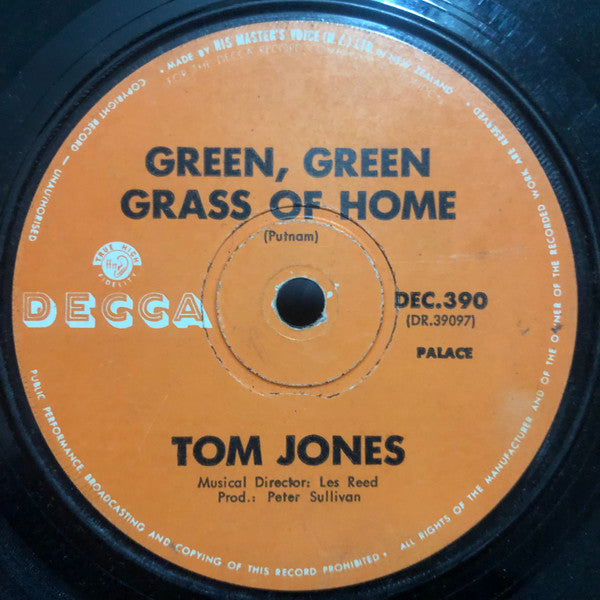 Tom Jones : Green, Green Grass Of Home  (7", Single)