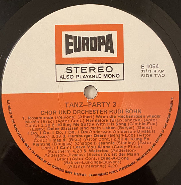 Chor Und Orchester Rudi Bohn : Europa Tanzparty 3 (LP, Album)