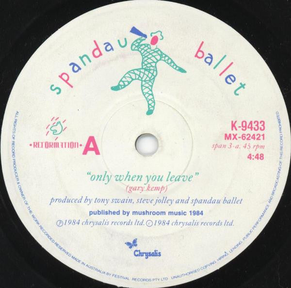 Spandau Ballet : Only When You Leave (7", Single)