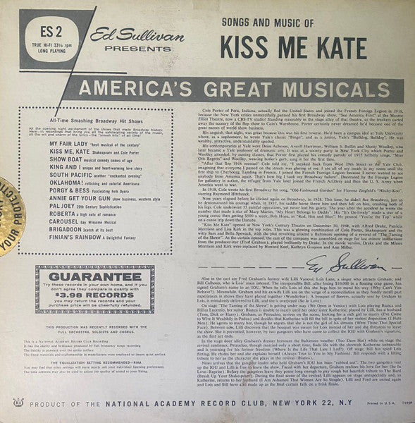 Various : Kiss Me, Kate (LP, Album)