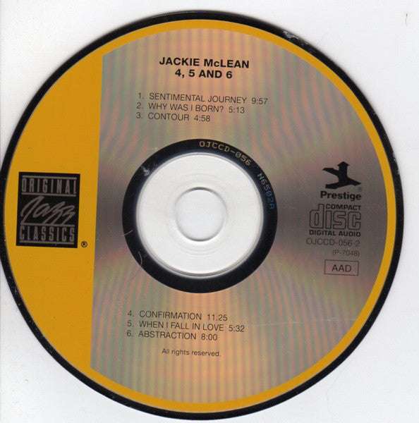 Jackie McLean : 4, 5 And 6 (CD, Album, RE, RM)