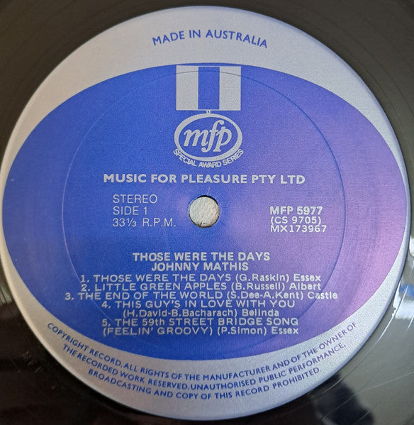 Johnny Mathis : Those Were The Days (LP, Album)