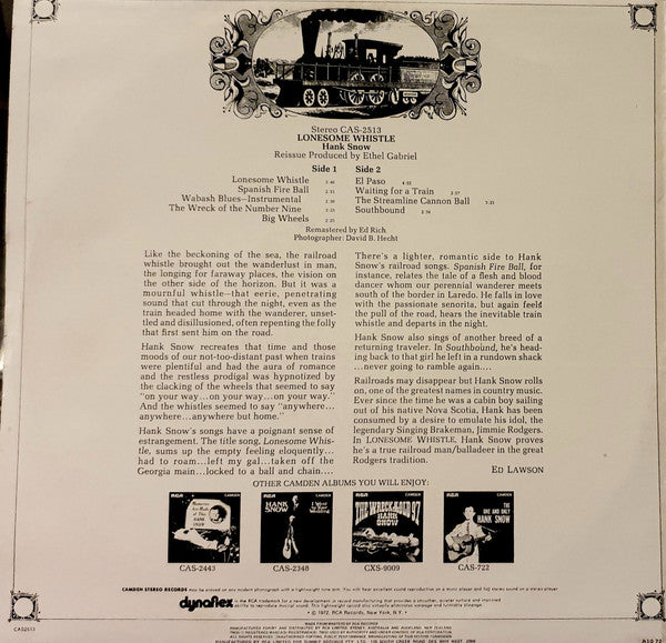 Hank Snow : Lonesome Whistle (LP, Album, RE, RM)