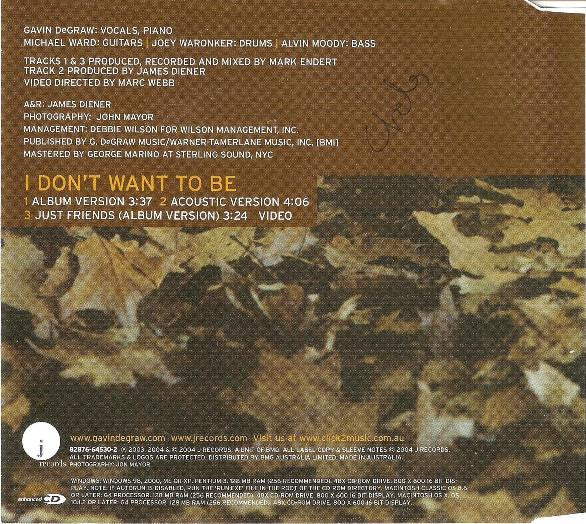 Gavin DeGraw : I Don't Want To Be (CD, Maxi, Enh)