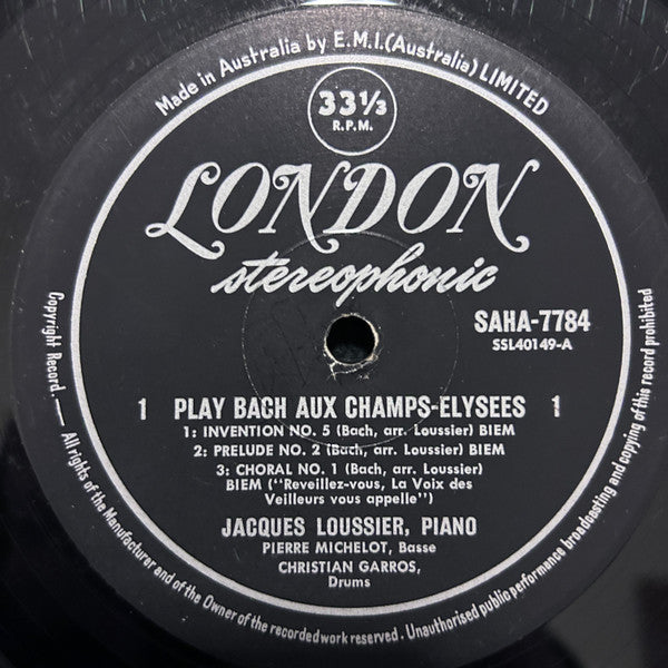 Jacques Loussier : Play Bach Aux Champs-Élysées (2xLP, Album)