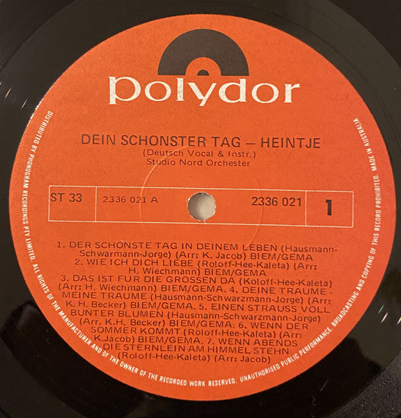Heintje : Dein Schönster Tag (LP, Album)