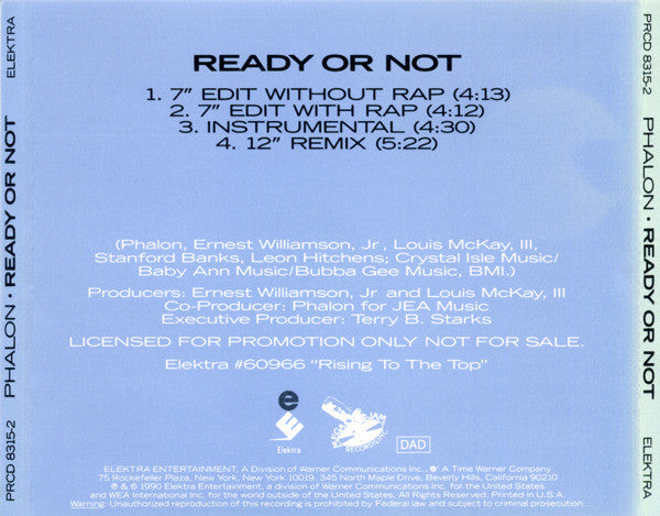 Phalon* : Ready Or Not (CD, Single, Promo)