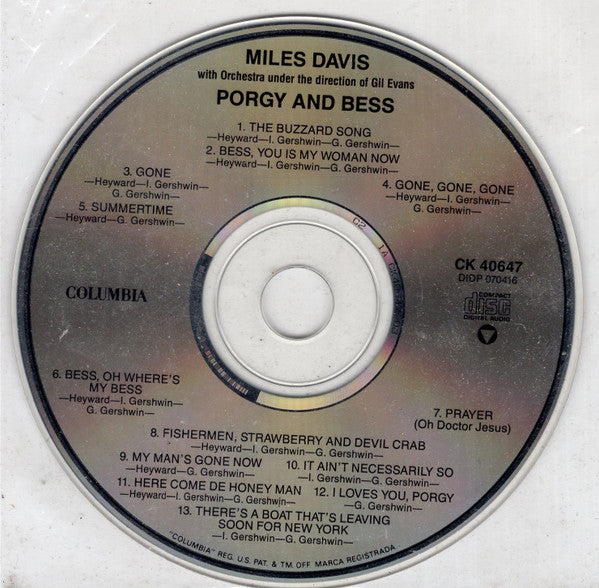 Miles Davis : Porgy And Bess (CD, Album, RE, RM)