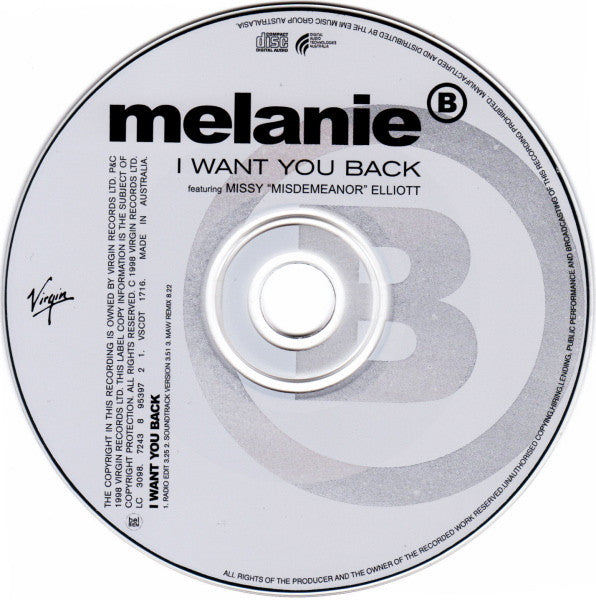 Melanie B Featuring Missy "Misdemeanor" Elliott* : I Want You Back (CD, Single)