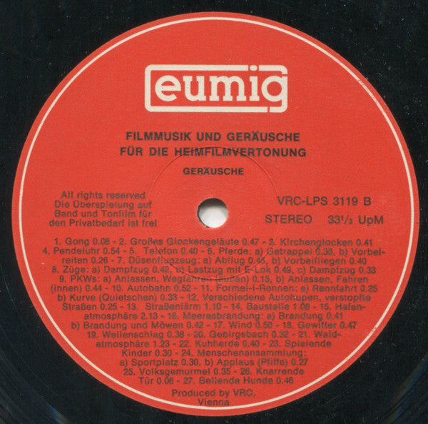 Various : Filmmusik Und Geräusche Für Die Heimfilmvertonung (LP)