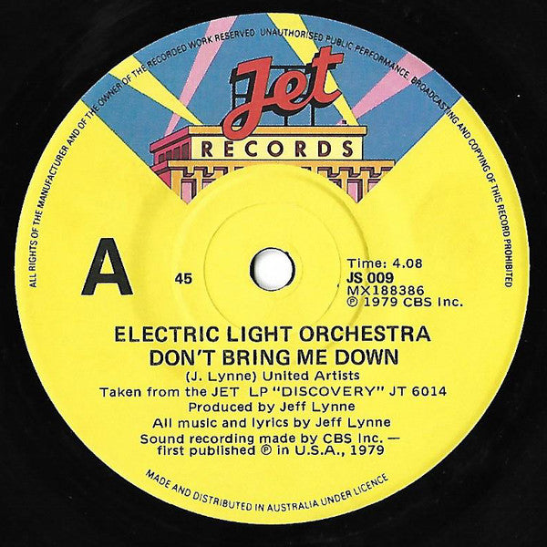 Electric Light Orchestra : Don't Bring Me Down (7", Single)