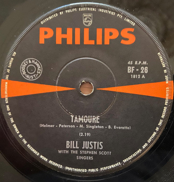 Bill Justis With The Stephen Scott Singers : Tamoure (7", Single, Mono)