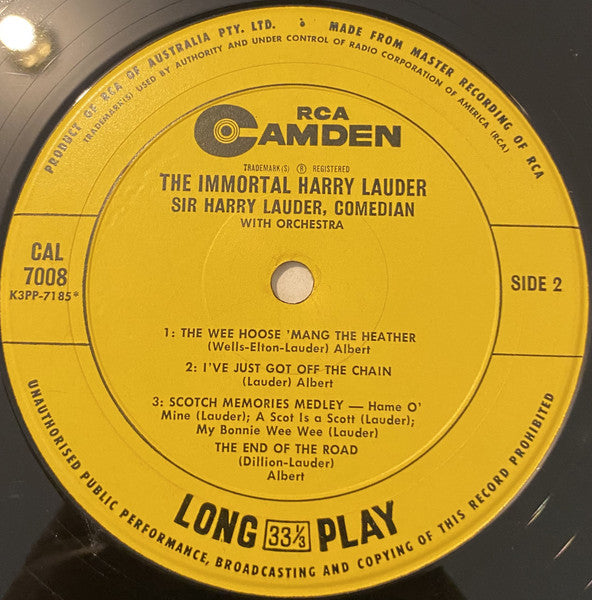 Harry Lauder : The Immortal Harry Lauder (LP, Comp, Mono)