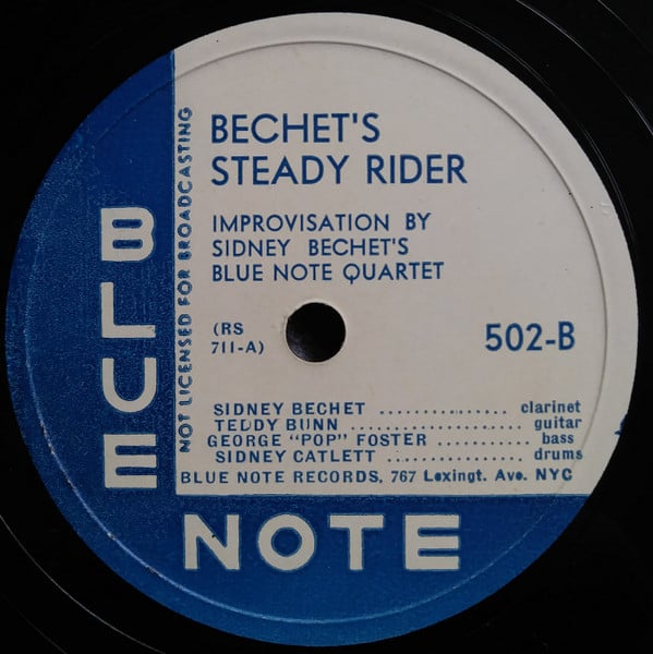 Sidney Bechet's Blue Note Quartet : Saturday Night Blues / Bechet's Steady Rider (Shellac, 10", RP)