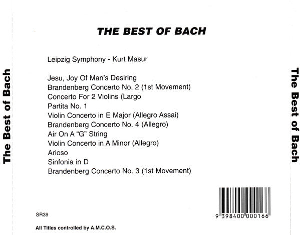 Bach* - Leipzig Symphony*, Kurt Masur : The Best Of Bach (CD, Comp)