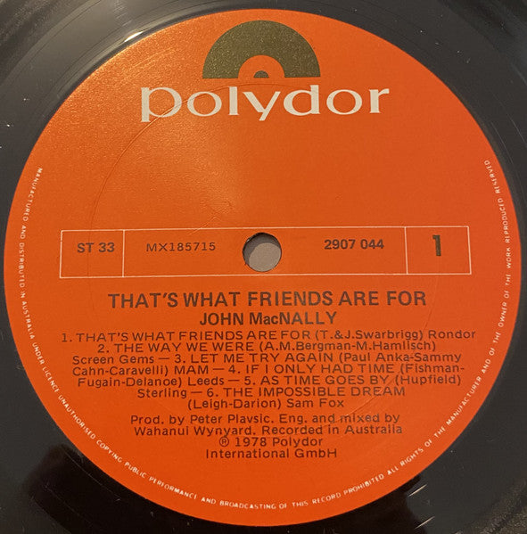 John MacNally : That's What Friends Are For (LP, Album)