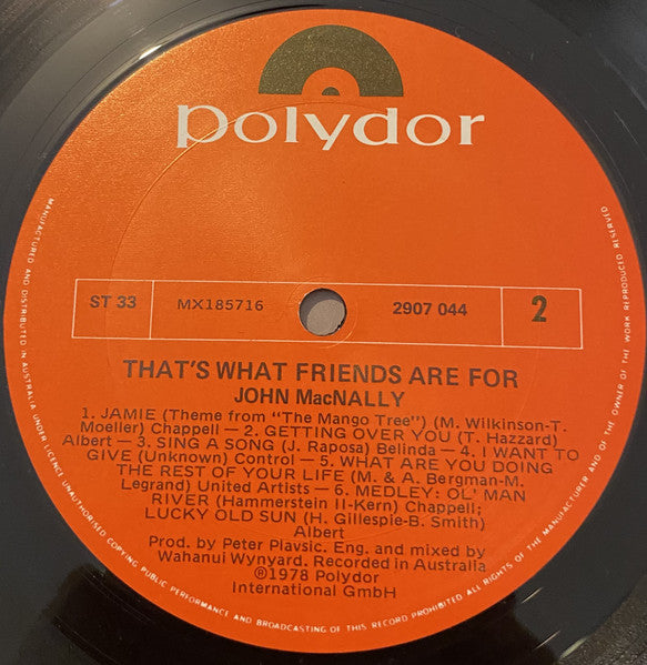 John MacNally : That's What Friends Are For (LP, Album)