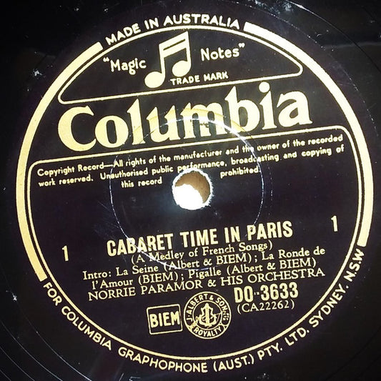 Norrie Paramor And His Orchestra : Cabaret Time In Paris 1 / Cabaret Time In Paris 2 (Shellac, Mono)