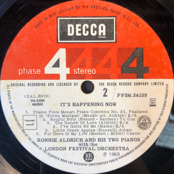 Ronnie Aldrich And His Two Pianos With The London Festival Orchestra : It's Happening Now (LP, Album)