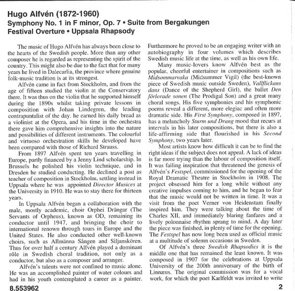 Hugo Alfvén, Royal Scottish National Orchestra, Niklas Willén : Symphony No. 1 • Festival Overture • Uppsala Rhapsody • The Mountain King (CD, Album)