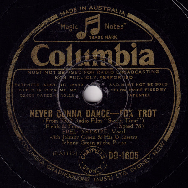 Fred Astaire With Johnny Green And His Orchestra : Never Gonna Dance / Bojangles Of Harlem (Shellac, 10")