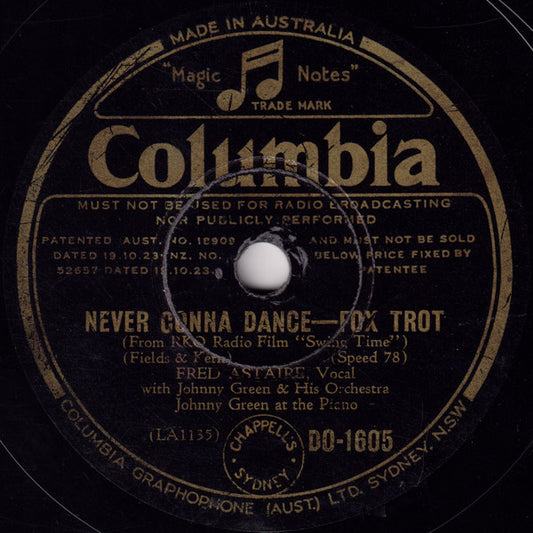 Fred Astaire With Johnny Green And His Orchestra : Never Gonna Dance / Bojangles Of Harlem (Shellac, 10")