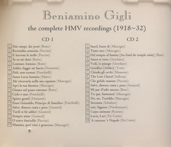 Beniamino Gigli : The Complete HMV Recordings (1918-32) (2xCD, Comp, RE, RM)