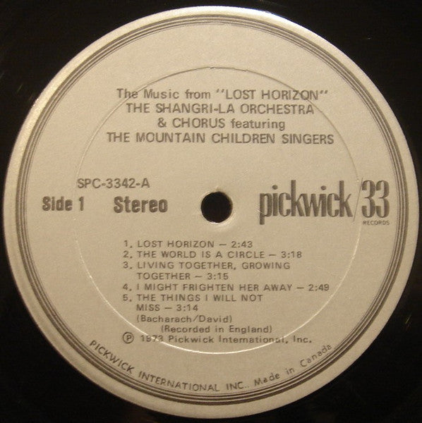 The Shangri-La Orchestra And Chorus : Lost Horizon (LP, Album)