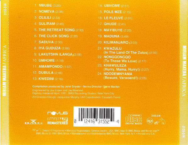 Miriam Makeba : Africa (CD, Comp, RM)