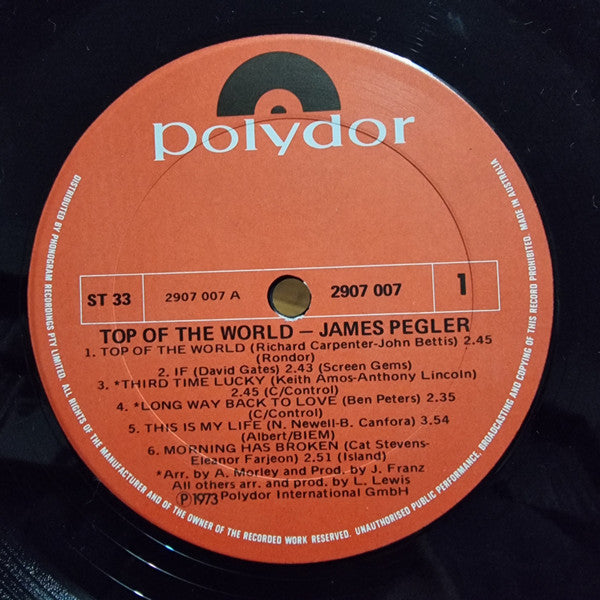 James Pegler : Top Of The World (LP, Album)