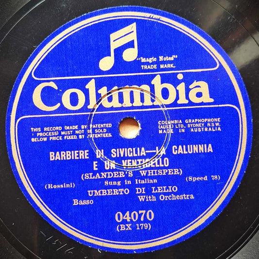 Umberto Di Lelio, Carlo Galiffi : Barbiere Di Siviglia - La Calunnia E Un Venticello (Slander's Whisper) / Barbiere Di Siviglia - Largo Al Factotum (Make Way For The Factotum) (12", Mono)