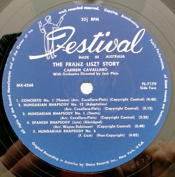 Franz Liszt, Carmen Cavallaro : The Story (LP, Album, Mono)