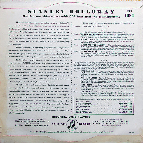 Stanley Holloway : His Famous Adventures With Old Sam And The Ramsbottoms (10", Comp)