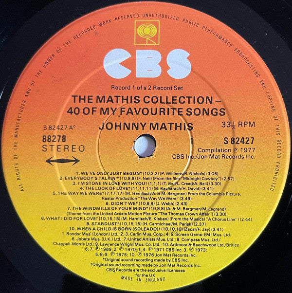 Johnny Mathis : The Mathis Collection (2xLP, Comp)