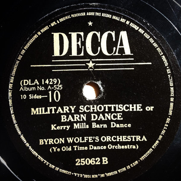 Byron Wolfe's Orchestra : Trilby / Kerry Mills Barn Dance (Shellac, 10", Mono)