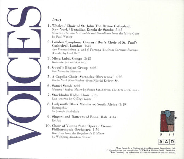 Various : Voices - A Compilation Of The World’s Greatest Choirs - Two (CD, Comp)