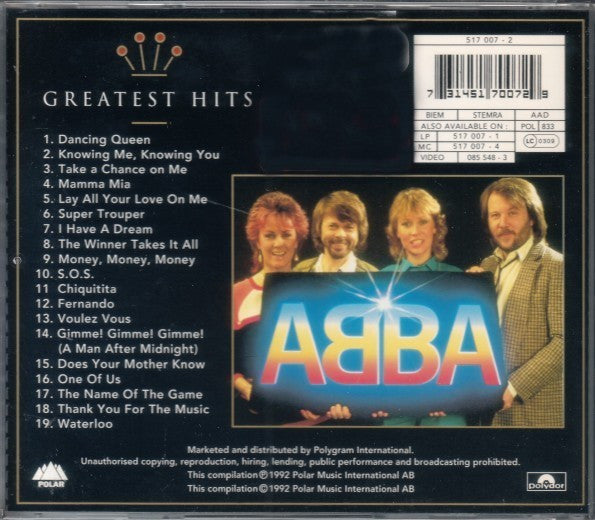 ABBA : Gold (Greatest Hits) (CD, Comp, RM, RP)