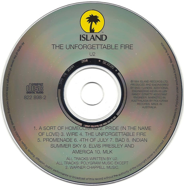 U2 : The Unforgettable Fire (CD, Album, RE)
