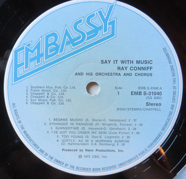 Ray Conniff And His Orchestra And Chorus* : Say It With Music (LP, Album, RE)