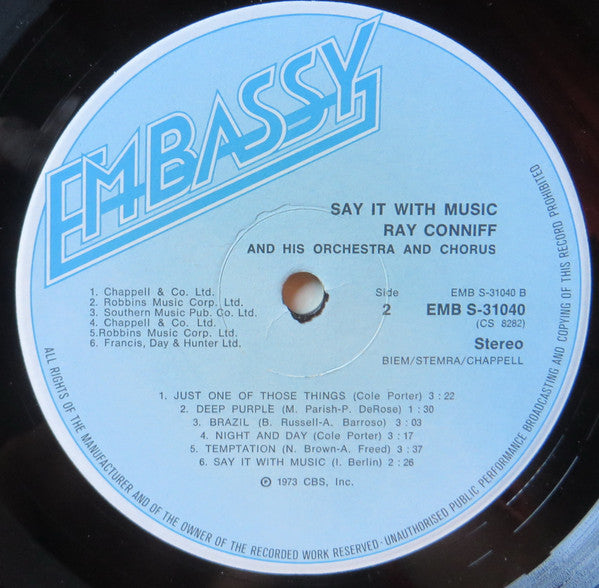 Ray Conniff And His Orchestra And Chorus* : Say It With Music (LP, Album, RE)