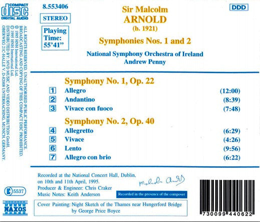 Sir Malcolm Arnold* - National Symphony Orchestra Of Ireland, Andrew Penny : Symphonies Nos. 1 And 2 (CD, Album)