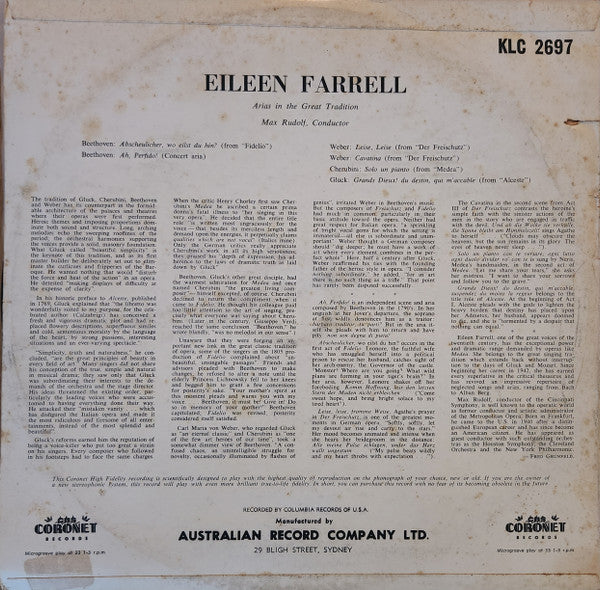 Eileen Farrell : Arias In The Great Tradition (LP, Mono)