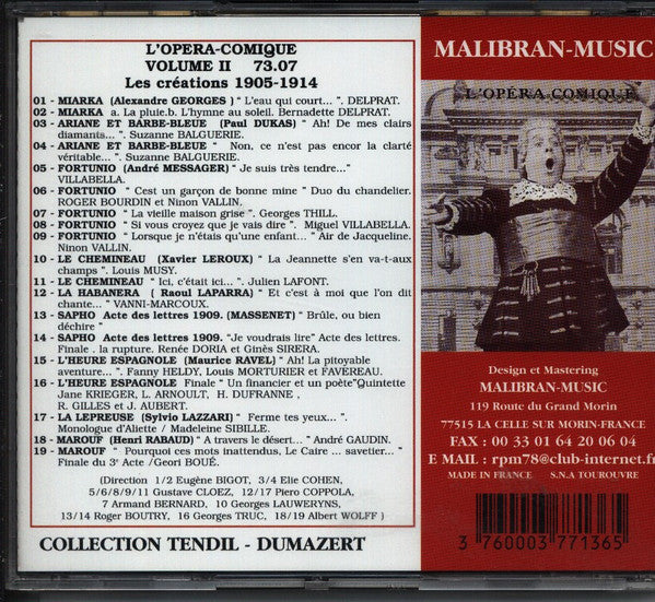 Albert Carré : L'Opéra-Comique - Centenaire de la Salle Favart, Volume 2 De Miarka à Marouf (CD)